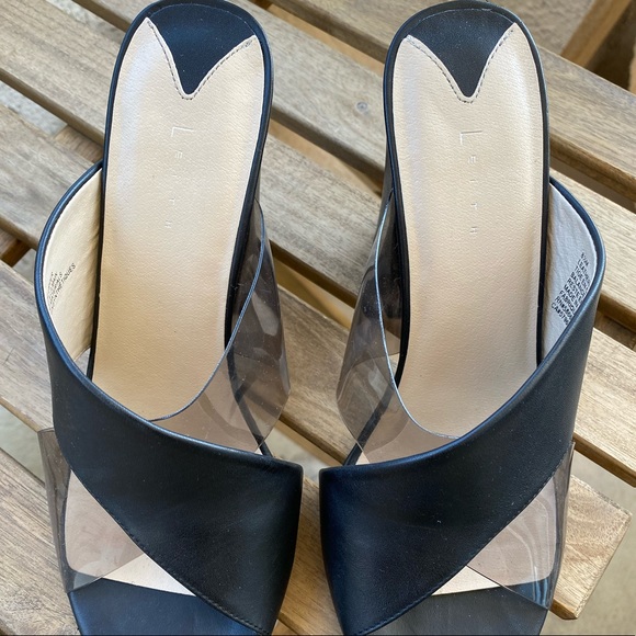 Leith Peep Toe Mules Black Size 8.5 - Picture 2 of 8